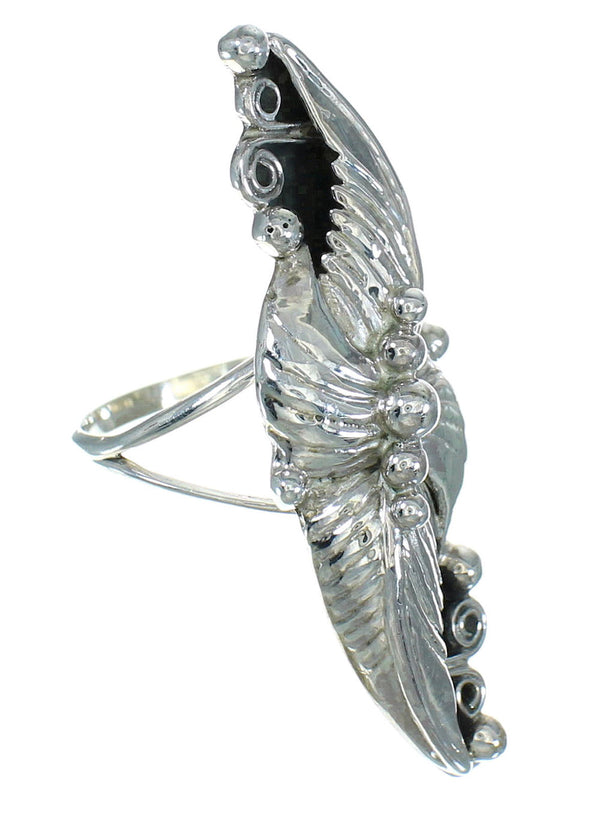 Southwest Authentic Sterling Silver Jewelry Leaf Ring Size 8-3/4 YX82976